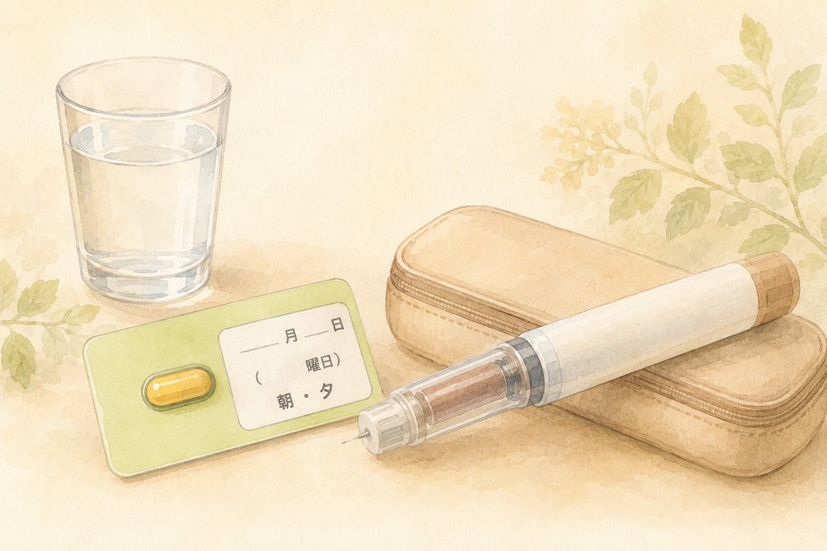 飲み薬と自己注射のイメージイラスト